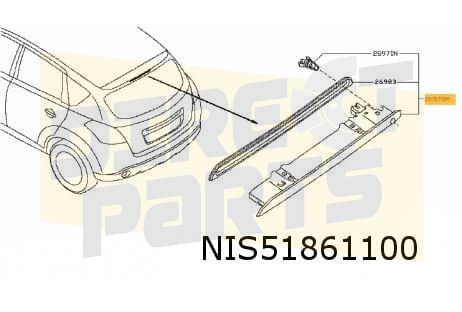 Nissan Qashqai derde remlicht (incl. sproeier) originalineel! 26590BR00A third brake light usado en Menorca foto 3