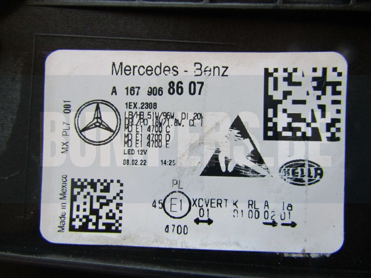 KOPLAMP MERCEDES GLE 167 VOLLEDIGE LED MULTIBEAM 19-23 RECHTS A1679068607 Z403/K1/2A head lamp single usado en Menorca foto 5