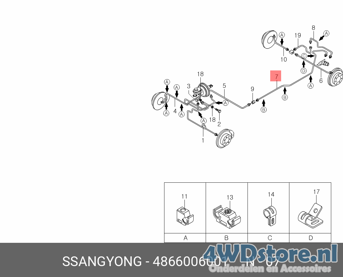 Remleiding Ssangyong New Korando - 4866006001 brake line usado en Menorca