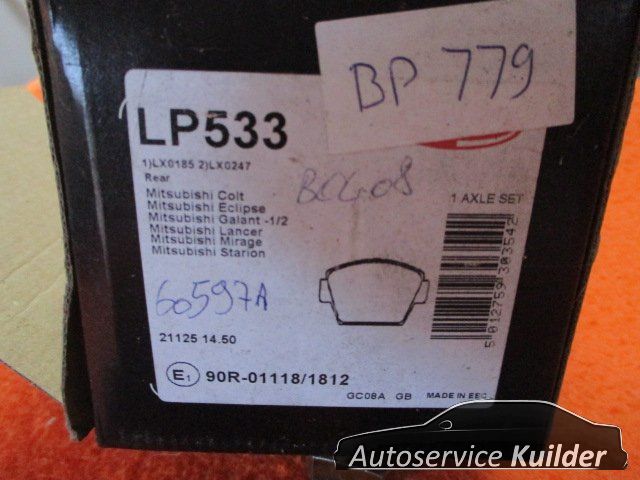 Remblokken achter Mitsubishi Colt Eclipse Galant Lancer BP779 originalineel MZ690008 brake pad set usado en Menorca foto 9
