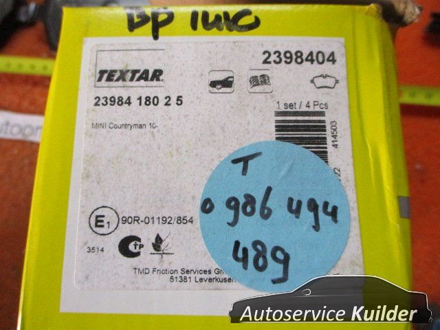Remblokken voorzijde Mini Countryman Paceman R60 R52 R53 R50 R57 R59 BP1410 Textar 2398404 2398404 34119804735 brake pad set usado en Menorca foto 3