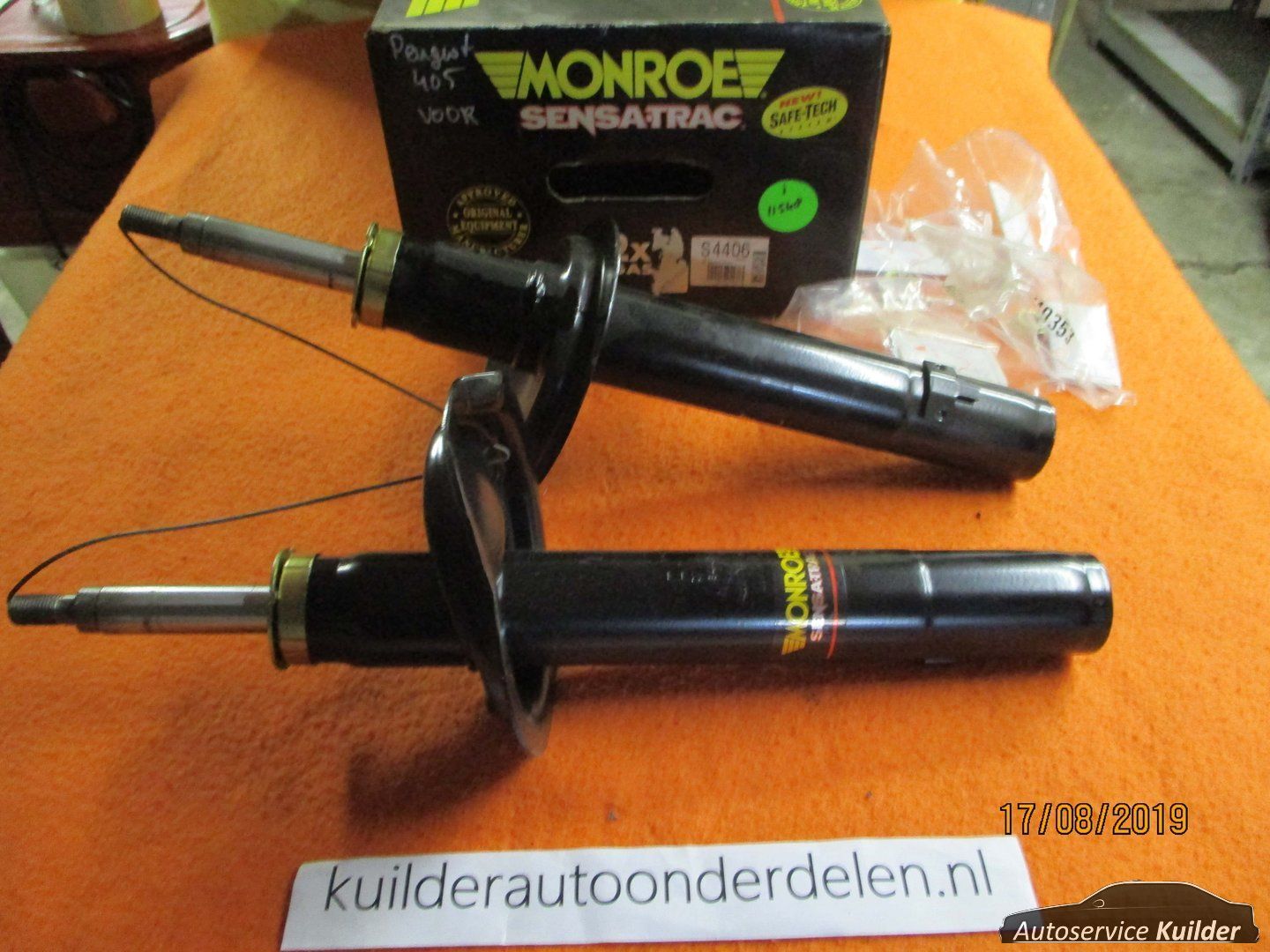 Set schokdempers voorzijde Peugeot 405 Monroe gasdruk sensatrac nuevo in de doos shock absorber left and right usado en Menorca