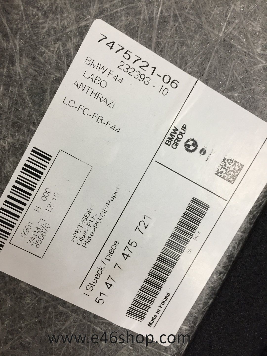 KOFFERBAK VLOERBEDEKKING BMW "2 F44 GRAN COUPE OE 51477475721 sized car boot mat usado en Menorca foto 4