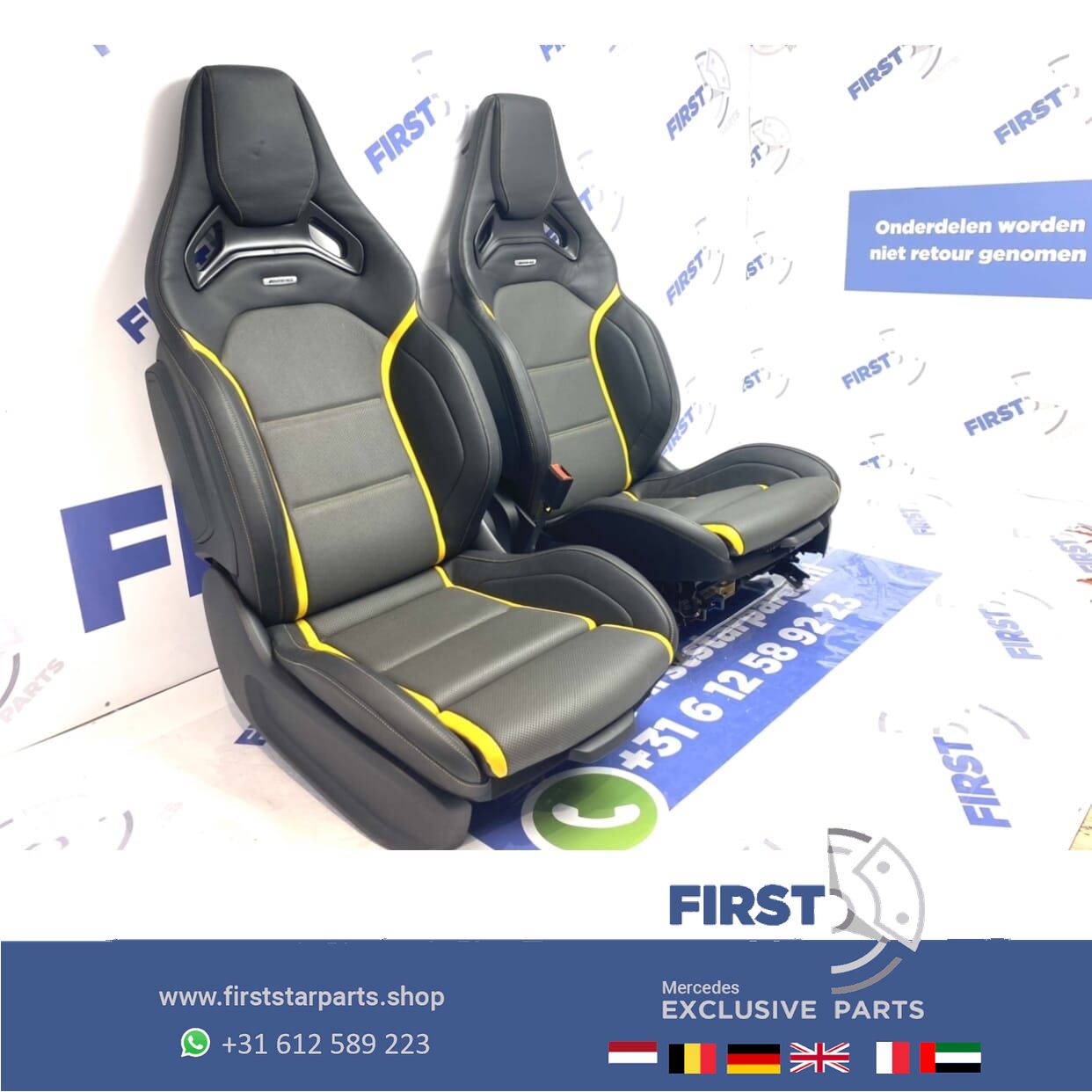 W118 C118 X118 CLA 45 AMG PERFORMANCE STOELEN LEER ALCANTARA GEEL EDITION 1 originalineel Mercedes ZETELS SET LR 2018-2022 seat left and right usado en Menorca foto 9