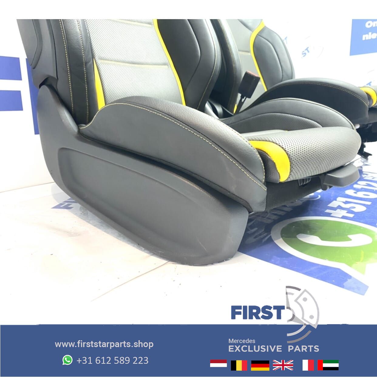 W118 C118 X118 CLA 45 AMG PERFORMANCE STOELEN LEER ALCANTARA GEEL EDITION 1 originalineel Mercedes ZETELS SET LR 2018-2022 seat left and right usado en Menorca foto 6
