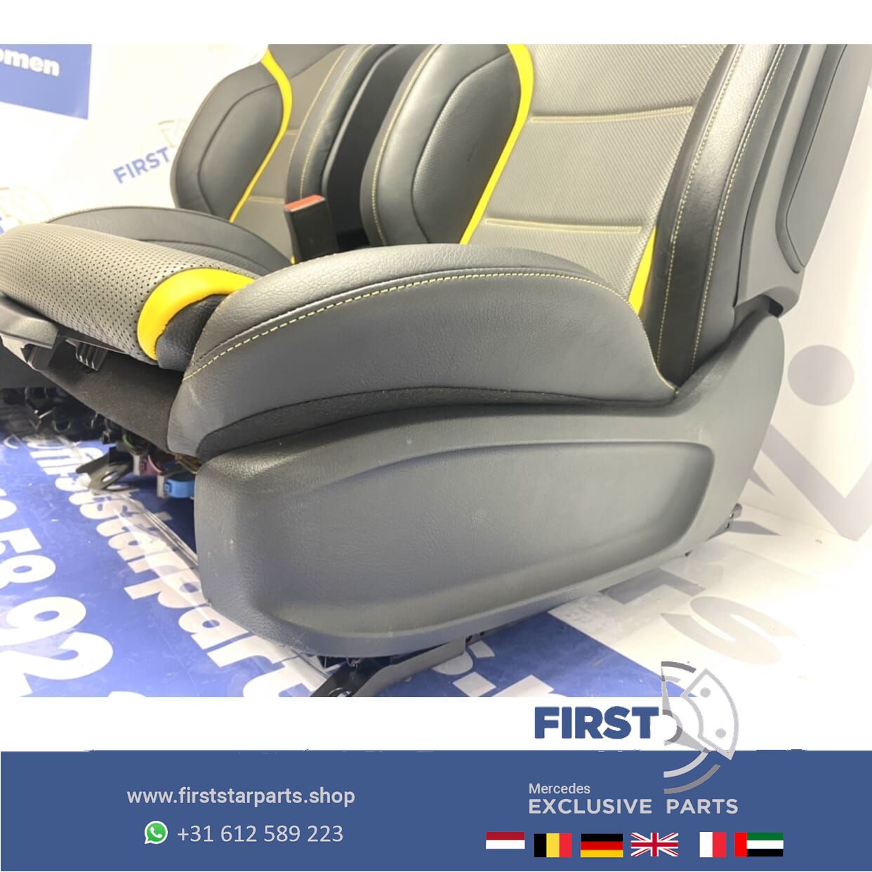 W118 C118 X118 CLA 45 AMG PERFORMANCE STOELEN LEER ALCANTARA GEEL EDITION 1 originalineel Mercedes ZETELS SET LR 2018-2022 seat left and right usado en Menorca foto 7