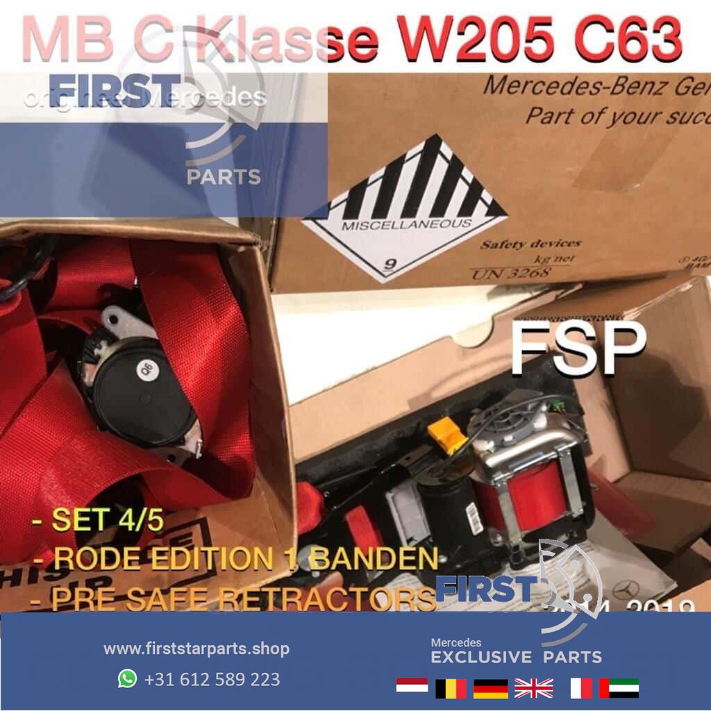W205 C43 C63 S rode AMG Gordels Set originalineel Mercedes C Clase 2014-2019 4x Gordelspanners seatbelt complete set usado en Menorca foto 3
