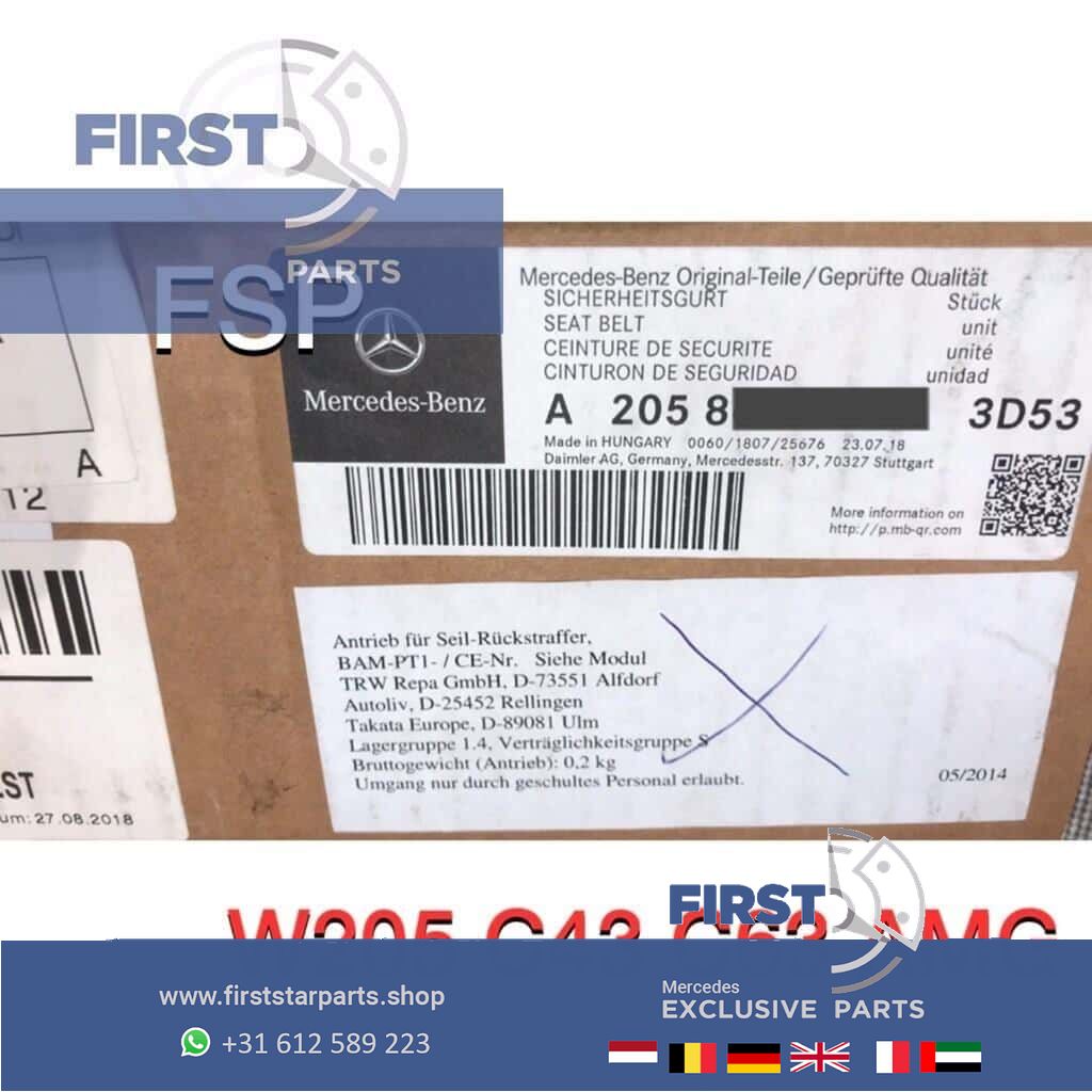 W205 C43 C63 S rode AMG Gordels Set originalineel Mercedes C Clase 2014-2019 4x Gordelspanners seatbelt complete set usado en Menorca foto 7