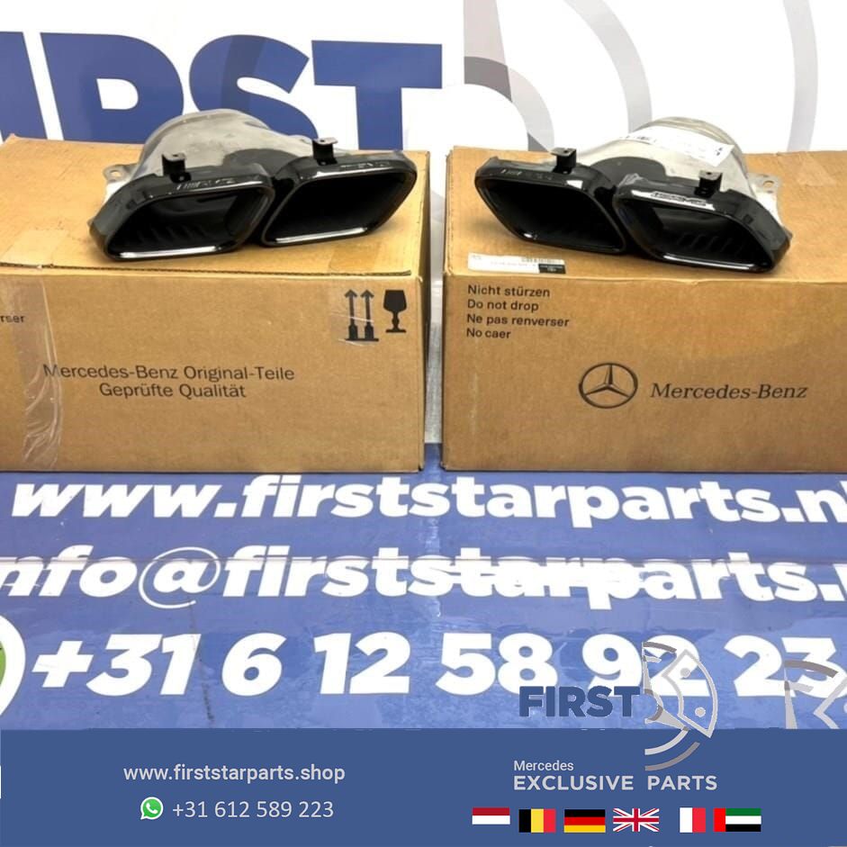 2021 FACELIFT 63 AMG escapeSIERSTUKKEN SET ZWART originalINEEL Mercedes C63 E63 CLS63 G63 GLC63 GLE63 GT63 GT63S S63 S65 AMG exhaust decoration usado en Menorca