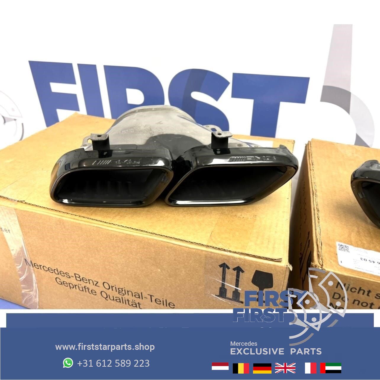 2021 FACELIFT 63 AMG escapeSIERSTUKKEN SET ZWART originalINEEL Mercedes C63 E63 CLS63 G63 GLC63 GLE63 GT63 GT63S S63 S65 AMG exhaust decoration usado en Menorca foto 2
