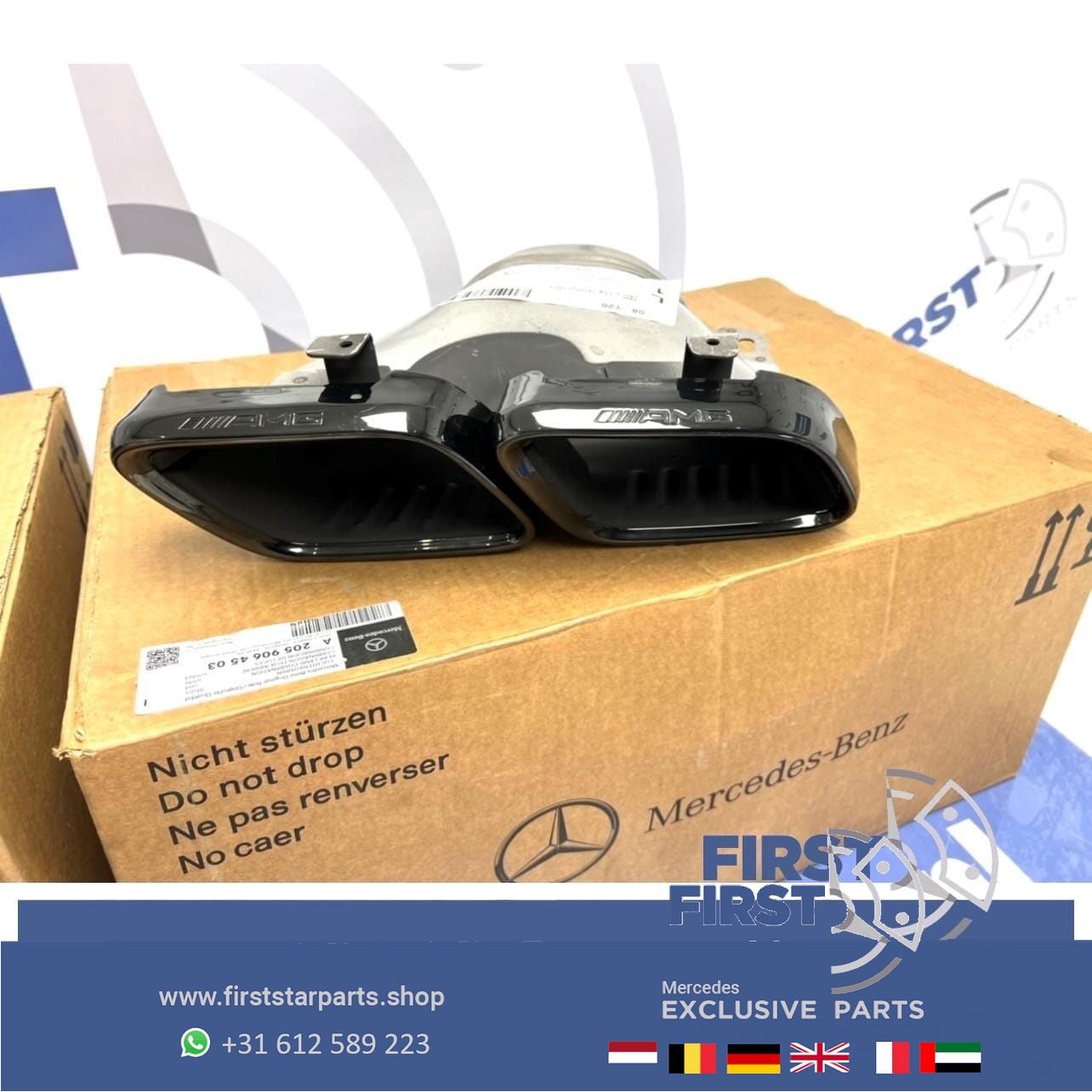 2021 FACELIFT 63 AMG escapeSIERSTUKKEN SET ZWART originalINEEL Mercedes C63 E63 CLS63 G63 GLC63 GLE63 GT63 GT63S S63 S65 AMG exhaust decoration usado en Menorca foto 3