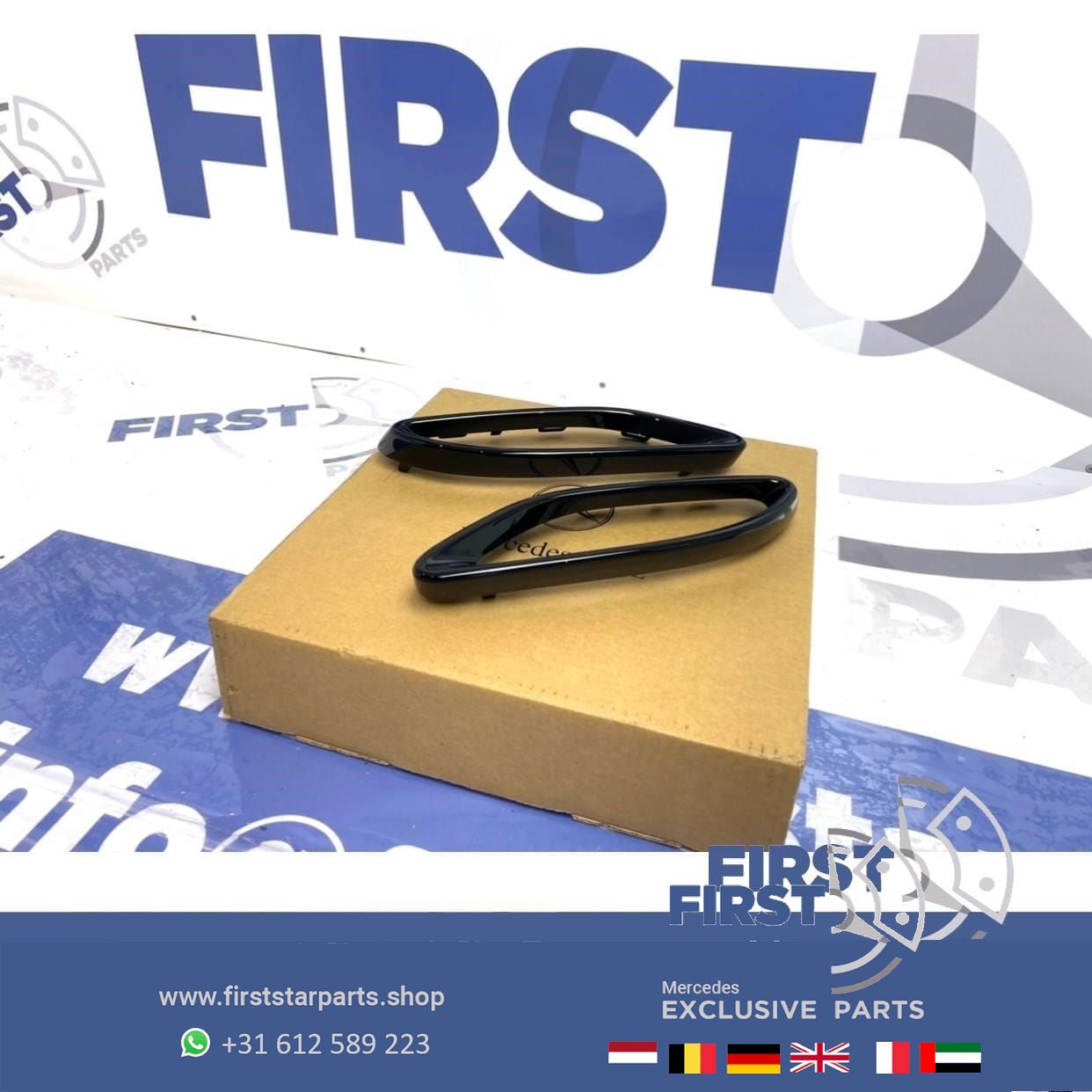AMG LINE escape SIERLIJSTEN ZWART L/R Mercedes W177 W247 C118 W205 C205 H247 W253 W166 X247 V167 A B C CLA GLA CLS GLB GLC Clase 2018-2022 originalINEEL ZWART exhaust decoration usado en Menorca foto 6