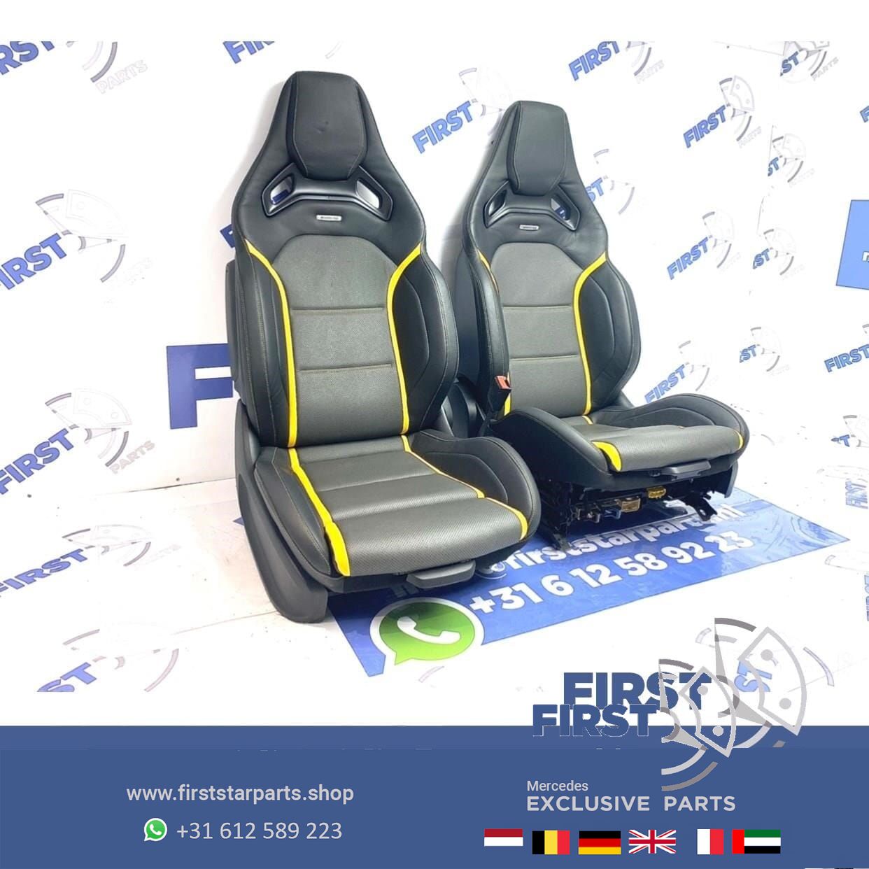 W177 A45 A45S AMG Recaro KUIP STOELEN SET GEEL W118 CLA45 CLA45S GLA45 GLA45S interieur Mercedes A CLA GLA Clase 2018-2022 complete interior usado en Menorca