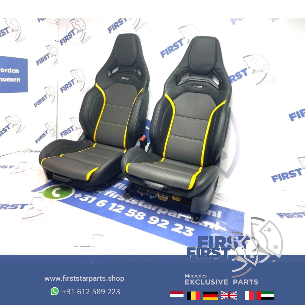 W177 A45 A45S AMG Recaro KUIP STOELEN SET GEEL W118 CLA45 CLA45S GLA45 GLA45S interieur Mercedes A CLA GLA Clase 2018-2022 complete interior usado en Menorca foto 5