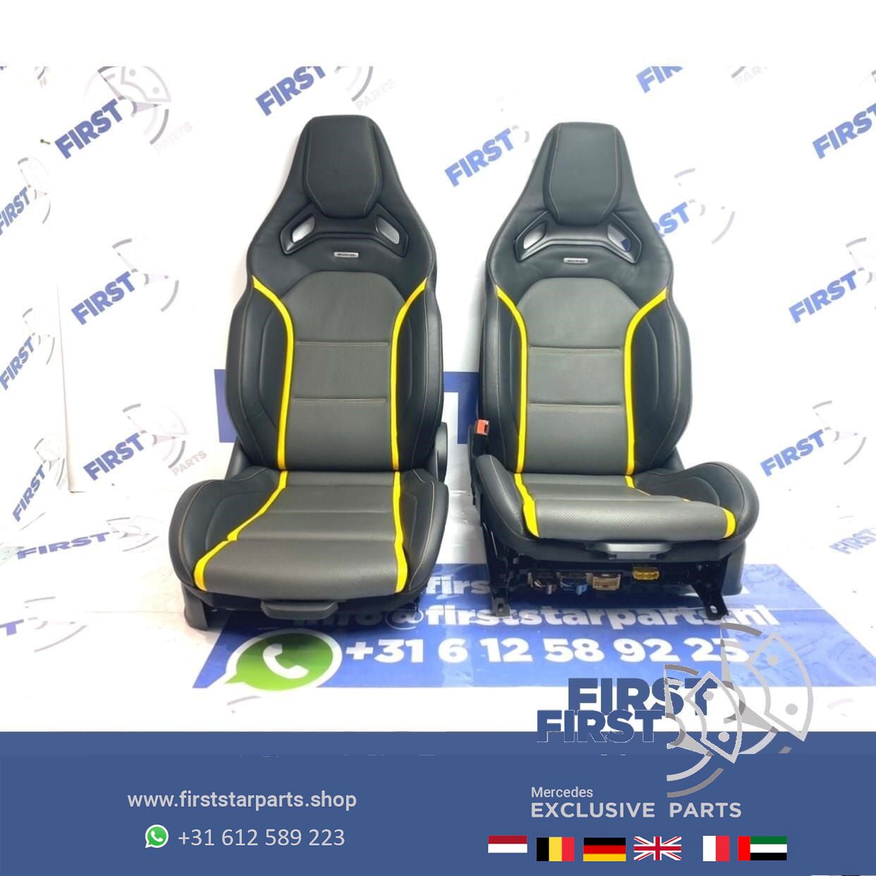 W177 A45 A45S AMG Recaro KUIP STOELEN SET GEEL W118 CLA45 CLA45S GLA45 GLA45S interieur Mercedes A CLA GLA Clase 2018-2022 complete interior usado en Menorca foto 6