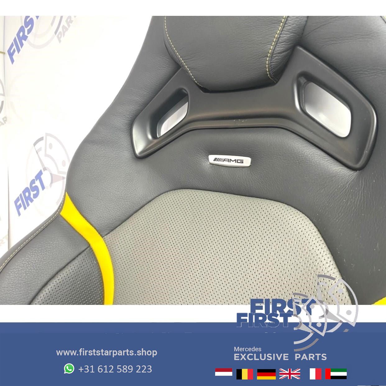 W177 A45 A45S AMG Recaro KUIP STOELEN SET GEEL W118 CLA45 CLA45S GLA45 GLA45S interieur Mercedes A CLA GLA Clase 2018-2022 complete interior usado en Menorca foto 7
