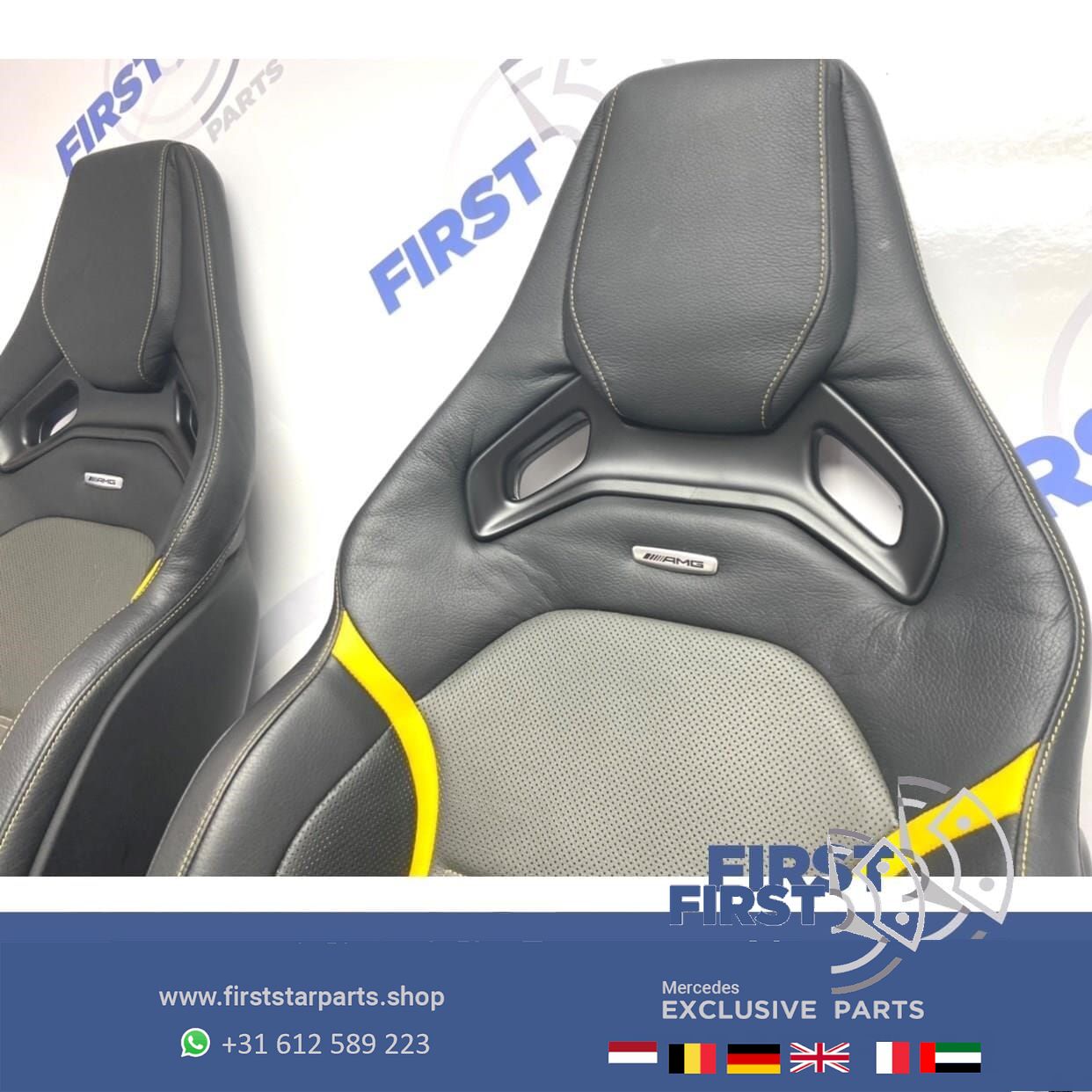 W177 A45 A45S AMG Recaro KUIP STOELEN SET GEEL W118 CLA45 CLA45S GLA45 GLA45S interieur Mercedes A CLA GLA Clase 2018-2022 complete interior usado en Menorca foto 8