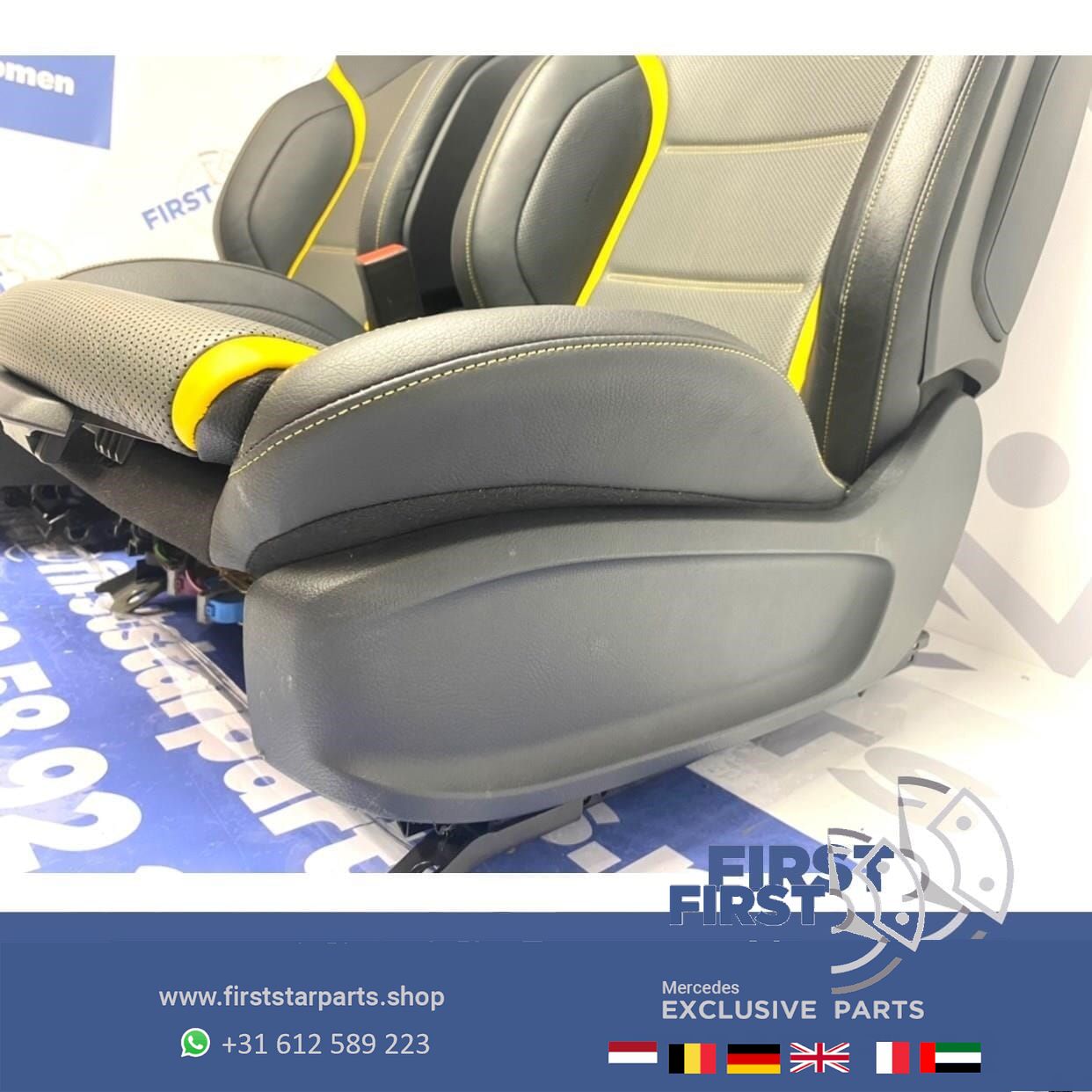 W177 A45 A45S AMG Recaro KUIP STOELEN SET GEEL W118 CLA45 CLA45S GLA45 GLA45S interieur Mercedes A CLA GLA Clase 2018-2022 complete interior usado en Menorca foto 10