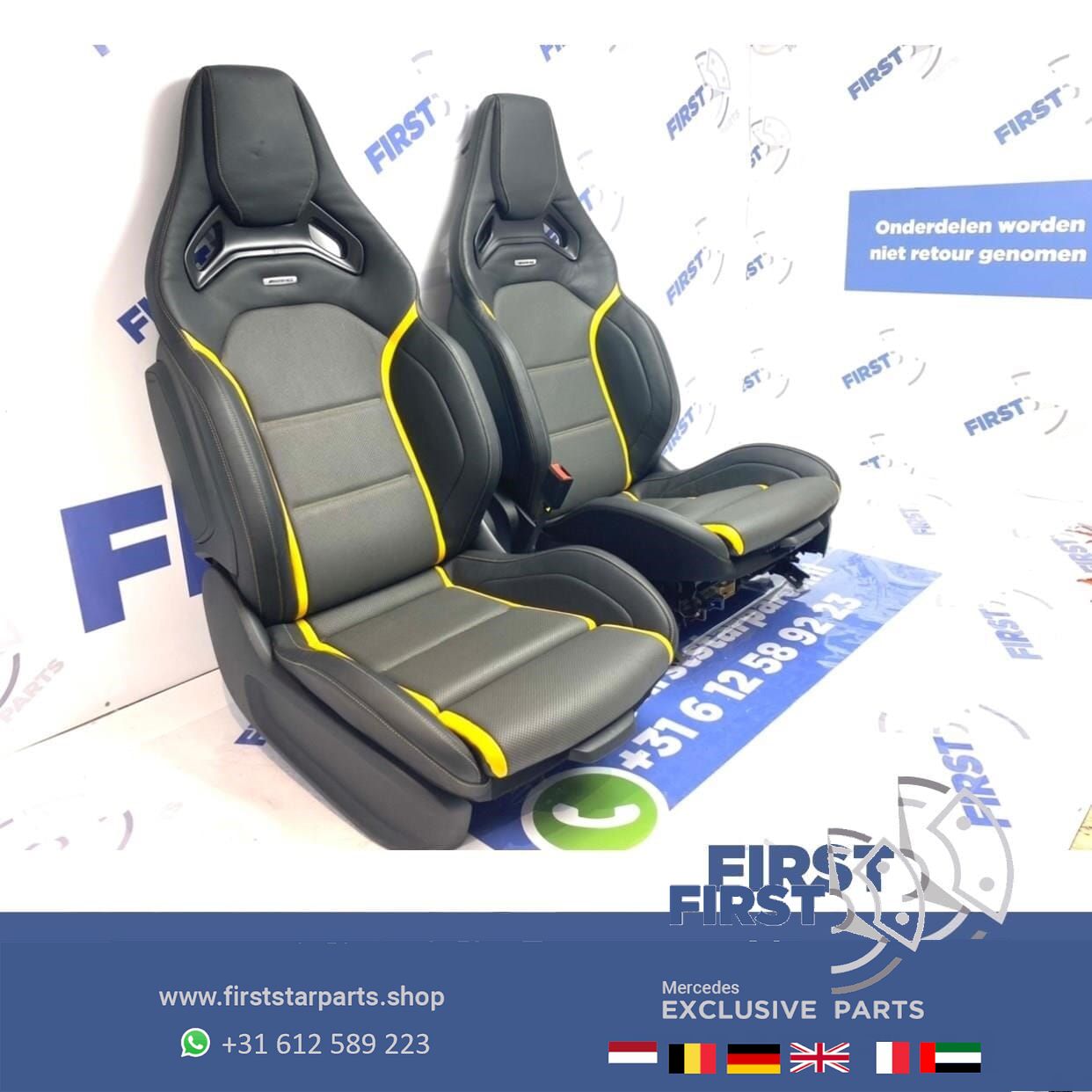 W177 A45 A45S AMG Recaro KUIP STOELEN SET GEEL W118 CLA45 CLA45S GLA45 GLA45S interieur Mercedes A CLA GLA Clase 2018-2022 complete interior usado en Menorca foto 12