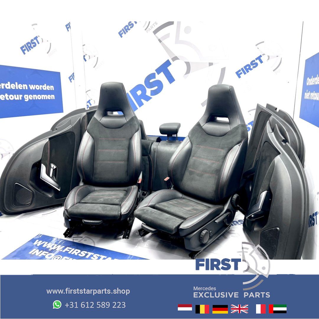 W177 AMG STOELEN ZWART Mercedes A Clase rode stik STOELEN + ACHTERBANK + DEURPANELEN 2018-2024 originalineel MB complete interior usado en Menorca foto 2