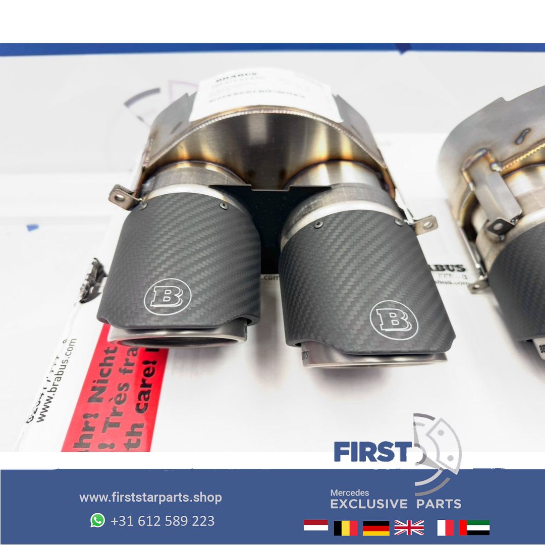 BRABUS 63 AMG SIERSTUKKEN SET originalINEEL CARBON C63 E63 GLC63 GLE63 G63 GT63 CLS63 GLS63 S63 GTR originalINEEL Mercedes W206 W257 W213 W214 W253 W167 W290 W463 W223 AMG BRABUS AUSPUFF SET LINKS+RECHTS GT63 GLS63 GLE63 GT63s GLE63s GLE63s exhaust decoration usado en Menorca foto 4