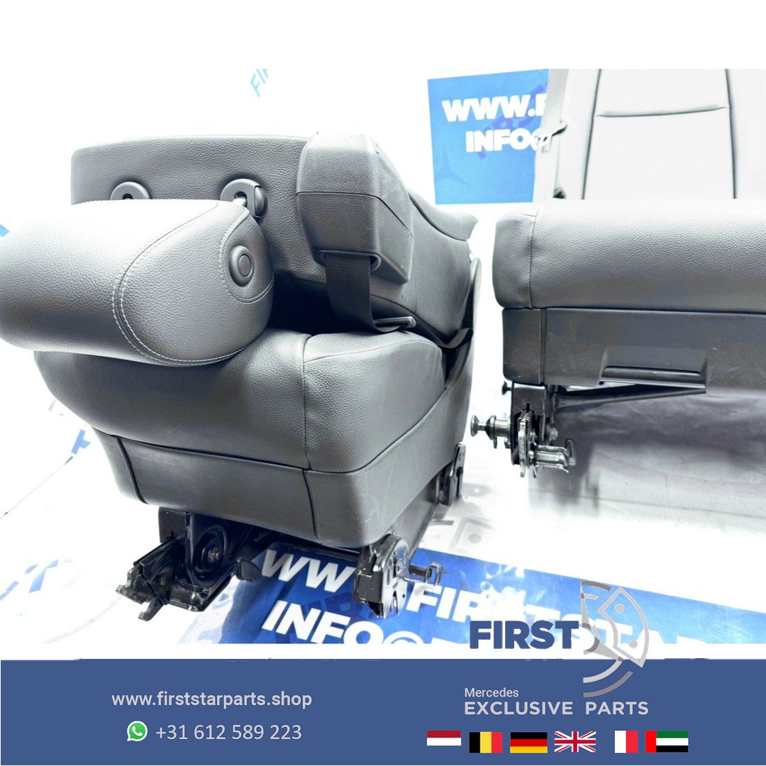 W447 VITO / V Clase ACHTERBANK ZWART LEER interieur Mercedes VClase 2016-2023 ACHTER ZETELS COMFORT 447 BEKLEDING STOELEN LEDER NEERKLAPBAAR SET VAN 3 (2+1) backseat usado en Menorca foto 17