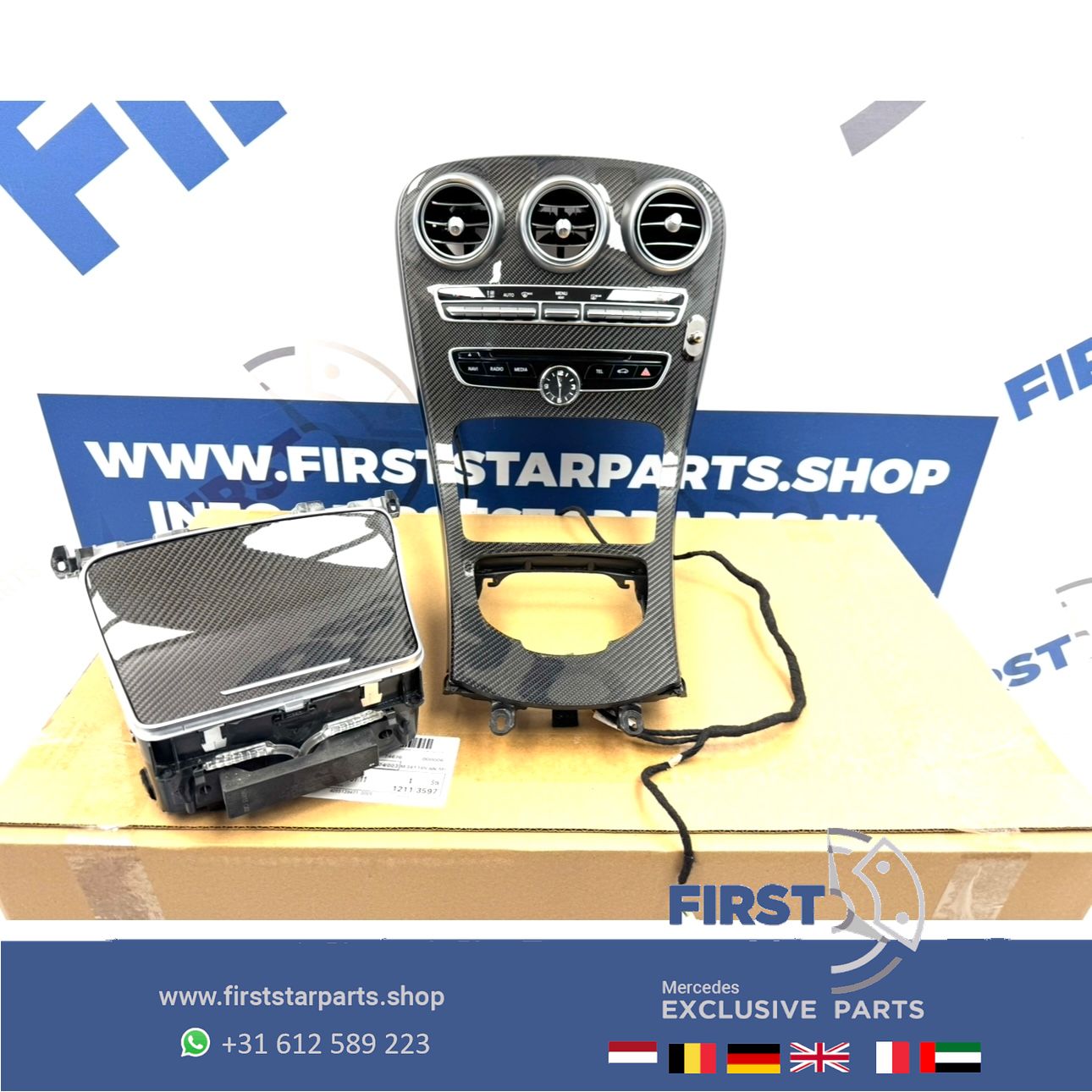 W205 W253 C63 GLC63 AMG CARBON MIDDENCONSOLE C63s GLC63s originalineel MB A2056803801 63 Mercedes C Clase A205 C205 W205 S205 X253 C253 2014-2018 A 205 680 38 01 centre console usado en Menorca