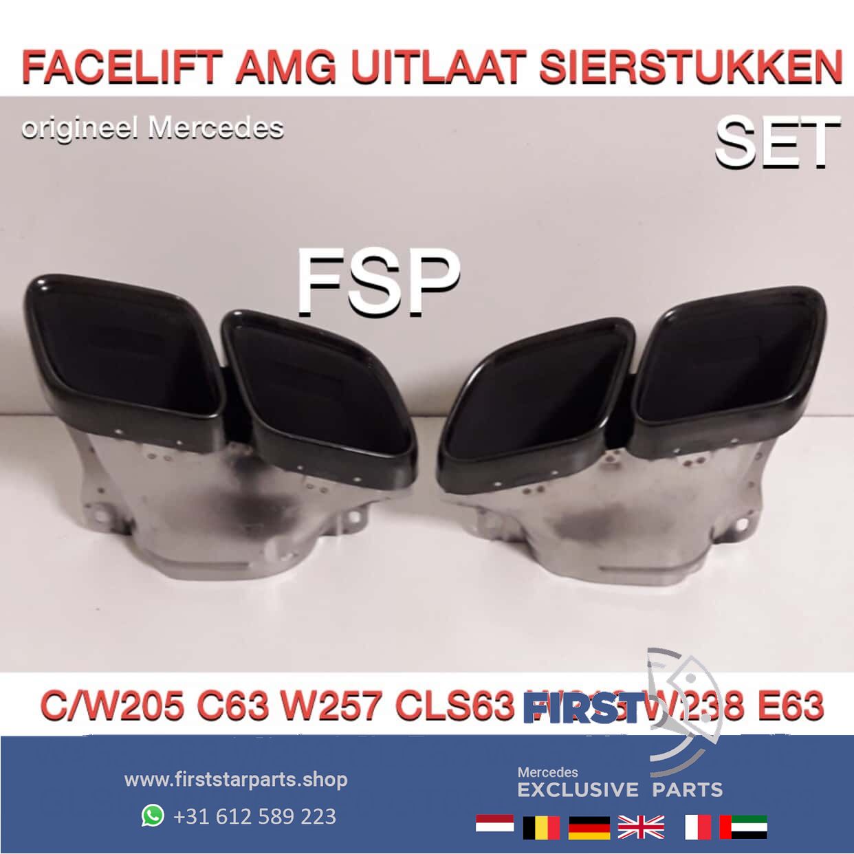 FACELIFT 63 AMG SIERSTUKKEN SET ZWART C63 E63 GLC63 GLE63 G63 GT63 CLS63 GLS63 S63 GTR originalINEEL Mercedes W205 W257 W213 W238 W253 W167 W290 W463 W223 AMG exhaust decoration usado en Menorca