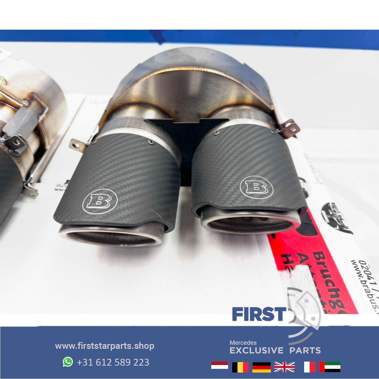 BRABUS 63 AMG SIERSTUKKEN SET originalINEEL CARBON C63 E63 GLC63 GLE63 G63 GT63 CLS63 GLS63 S63 GTR originalINEEL Mercedes W206 W257 W213 W214 W253 W167 W290 W463 W223 AMG BRABUS AUSPUFF SET LINKS+RECHTS GT63 GLS63 GLE63 GT63s GLE63s GLE63s exhaust decoration usado en Menorca foto 5
