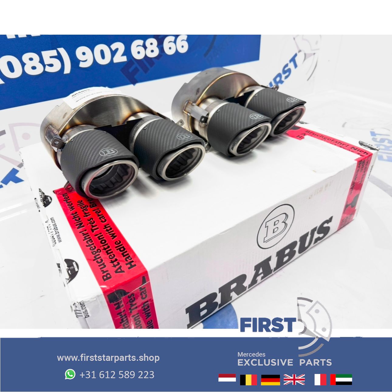 BRABUS 63 AMG SIERSTUKKEN SET originalINEEL CARBON C63 E63 GLC63 GLE63 G63 GT63 CLS63 GLS63 S63 GTR originalINEEL Mercedes W206 W257 W213 W214 W253 W167 W290 W463 W223 AMG BRABUS AUSPUFF SET LINKS+RECHTS GT63 GLS63 GLE63 GT63s GLE63s GLE63s exhaust decoration usado en Menorca foto 3