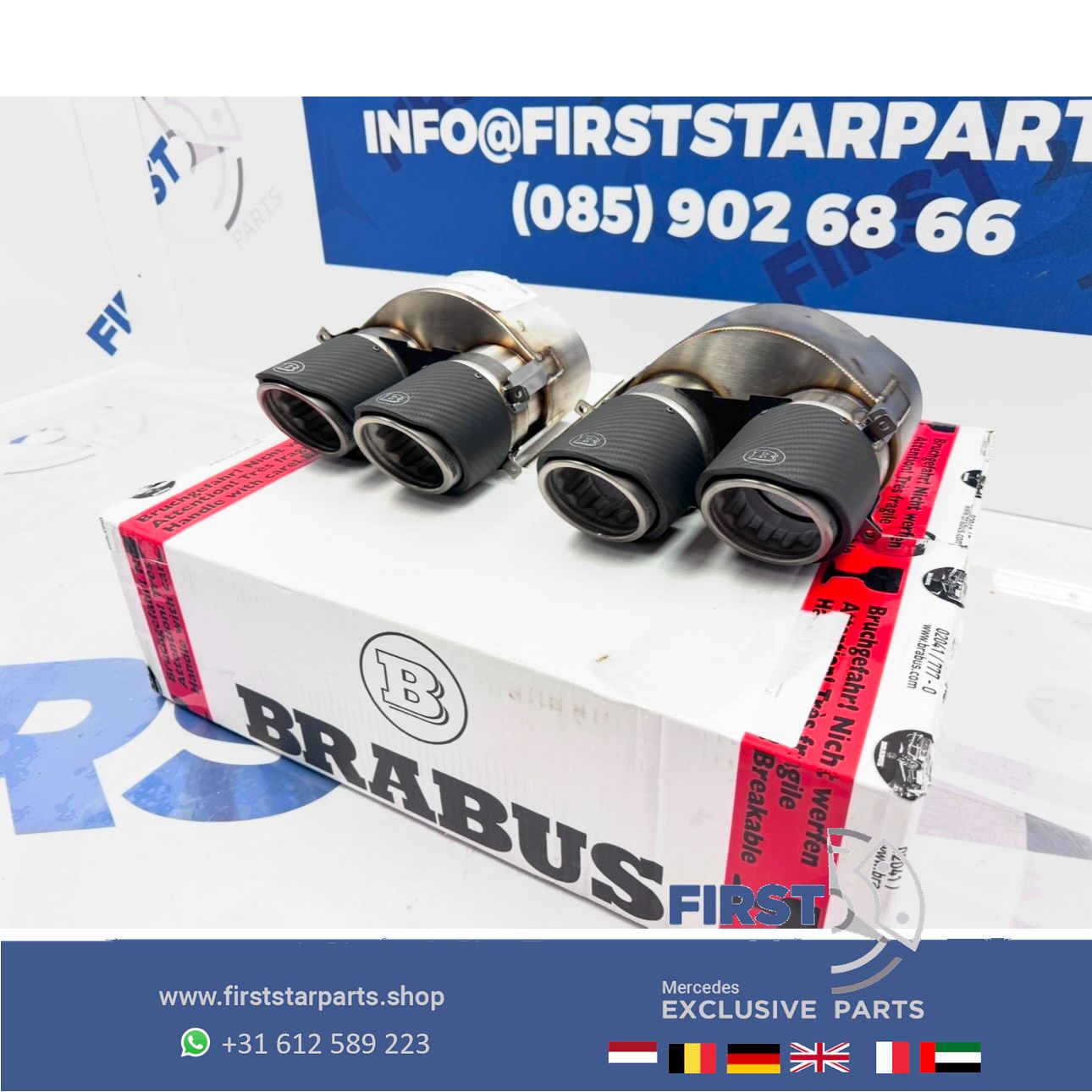BRABUS 63 AMG SIERSTUKKEN SET originalINEEL CARBON C63 E63 GLC63 GLE63 G63 GT63 CLS63 GLS63 S63 GTR originalINEEL Mercedes W206 W257 W213 W214 W253 W167 W290 W463 W223 AMG BRABUS AUSPUFF SET LINKS+RECHTS GT63 GLS63 GLE63 GT63s GLE63s GLE63s exhaust decoration usado en Menorca foto 2