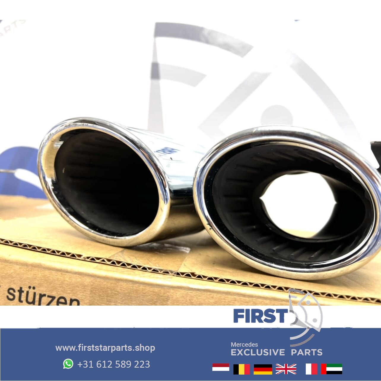 W205 C205 S205 FACELIFT C43 AMG escape SIERSTUKKEN SET CHROOM originalINEEL Mercedes C Clase 2018-2022 43 AMG exhaust decoration usado en Menorca foto 9