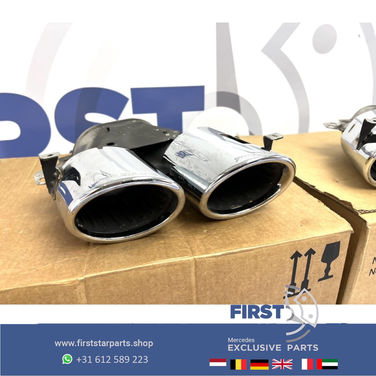 W205 C205 S205 FACELIFT C43 AMG escape SIERSTUKKEN SET CHROOM originalINEEL Mercedes C Clase 2018-2022 43 AMG exhaust decoration usado en Menorca