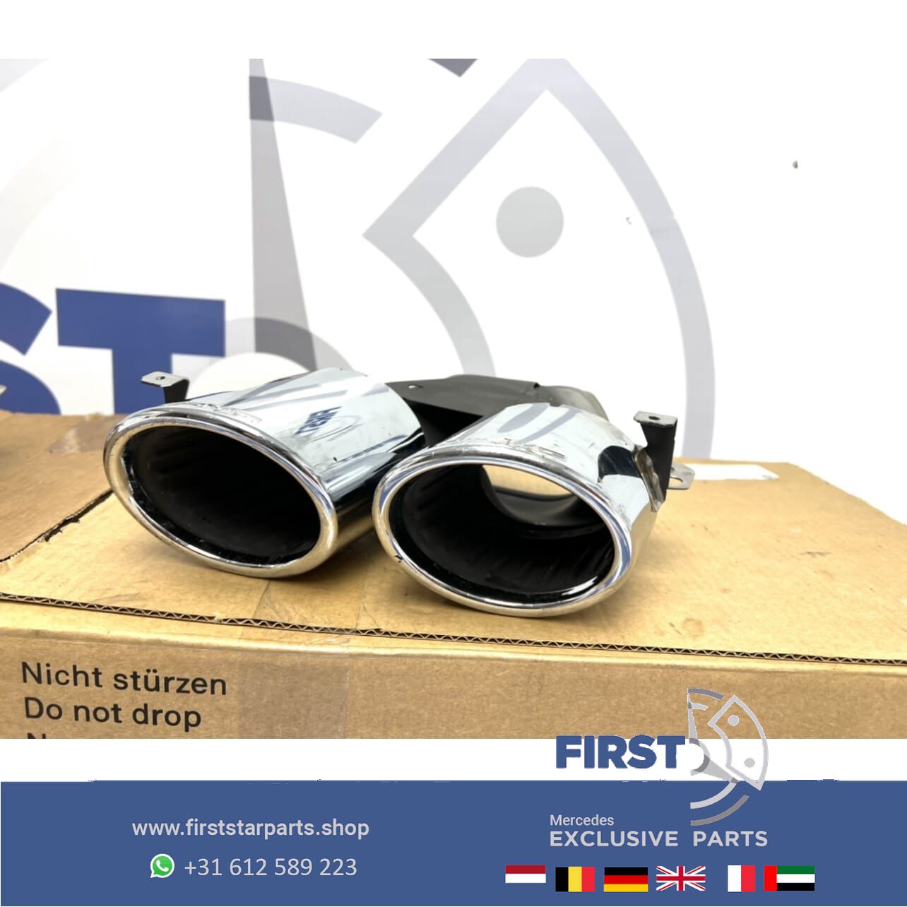 W177 V177 W118 A45S CLA45S AMG escapeSIERSTUKKEN SET CHROOM originalineel Mercedes A CLA Clase 2018-2021 LINKS/RECHTS SET exhaust decoration usado en Menorca foto 4