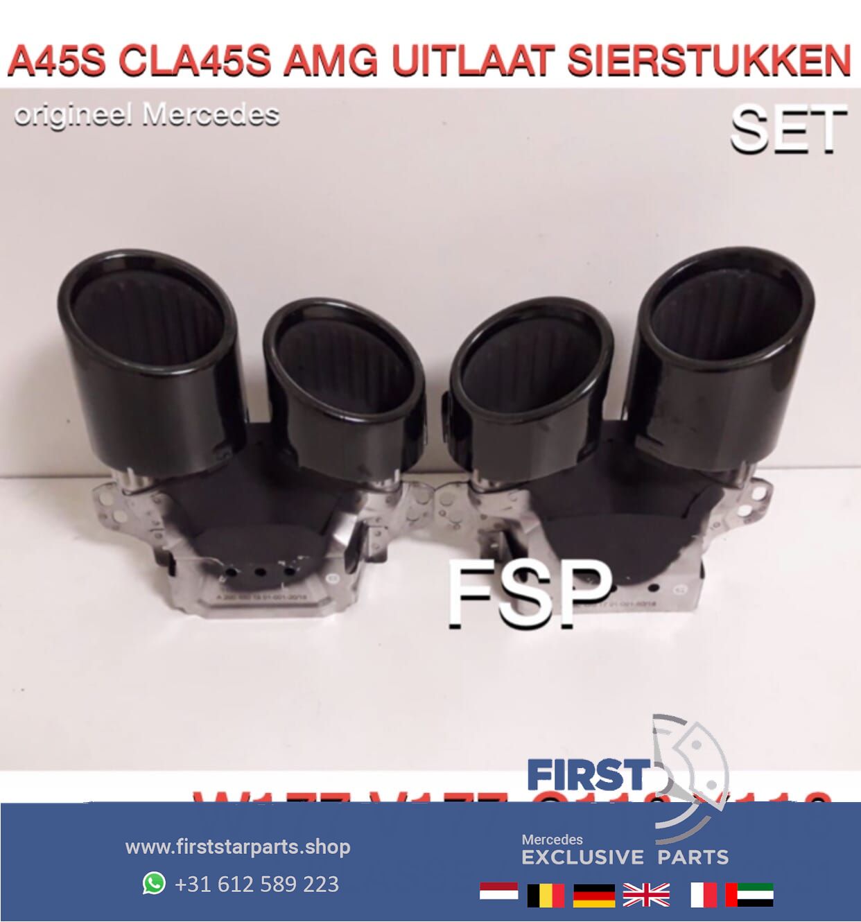 W177 V177 A45S W118 C118 CLA45S AMG escapeSIERSTUKKEN ZWART originalineel Mercedes A Clase / CLA 45 S SET L/R exhaust decoration usado en Menorca