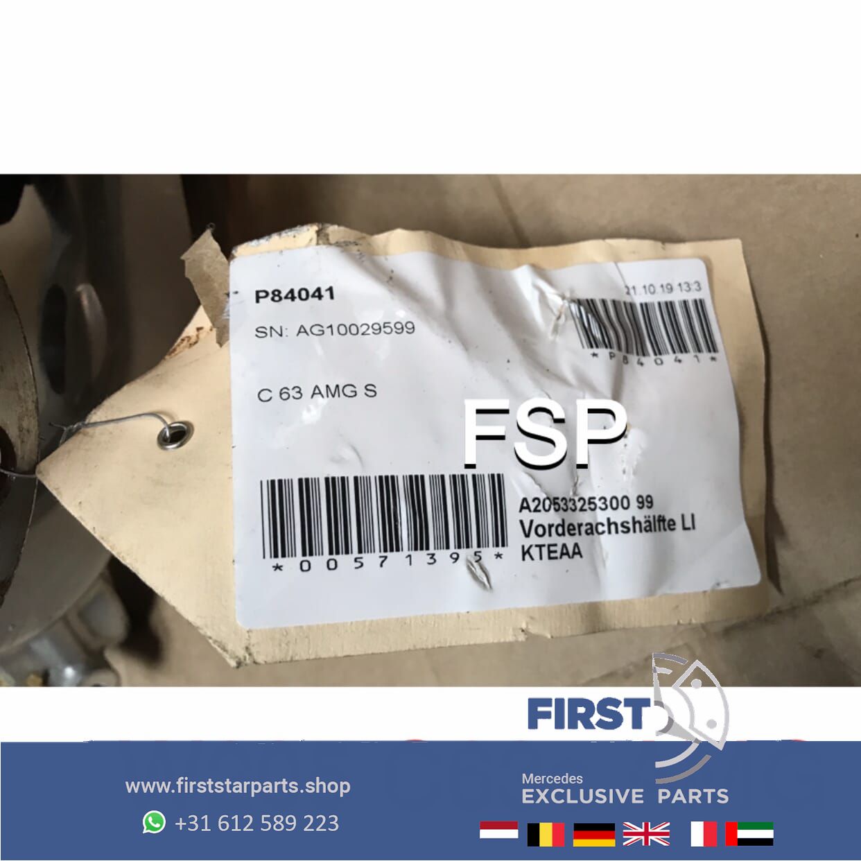 W205 C205 C63 S WIELNAAF FUSEE DRAAGARM ASSCHENKEL completo C Clase 63 2014-2020 originalINEEL Mercedes wheel suspension complete usado en Menorca foto 6