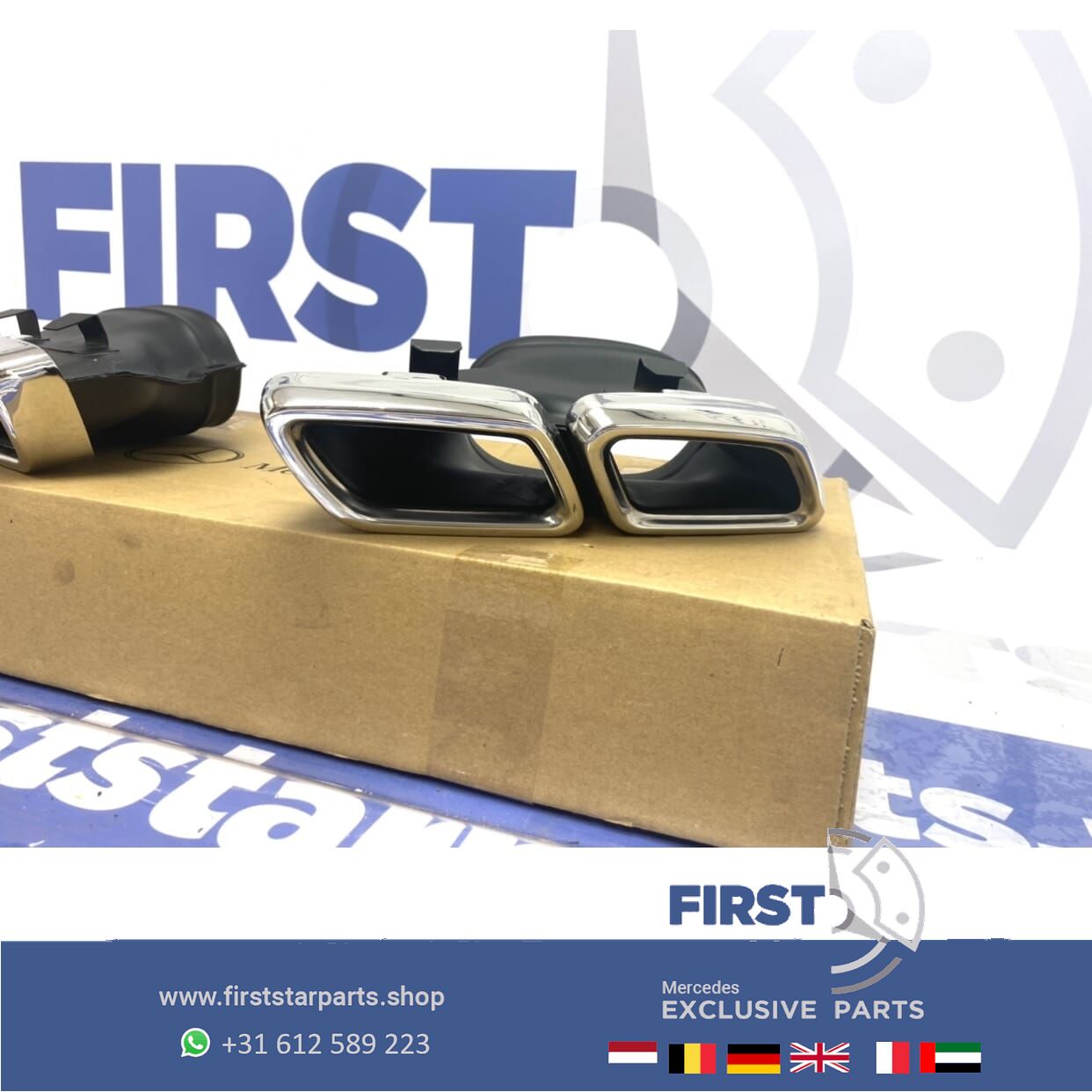 W205 C63 AMG escapeSIERSTUKKEN SET CHROOM voor Mercedes C Clase 2014-2018 LINKS+RECHTS exhaust decoration usado en Menorca foto 3