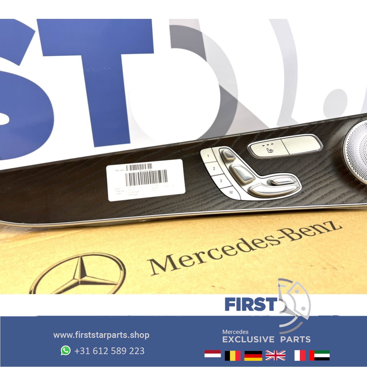 W205 deurlijsten bruin hout burmester memory Mercedes C Clase 205 Te koop aangeboden DEURLIJST / PORTIER LIJST Mercedes C Clase 2014-2021 A205 C205 / C43 C63 C63S AMG (W205 CABRIO COUPÉ - uitvoering: WORTEL HOUT - originalineel Mercedes AMG - gebru door upholstery door panel set of 2 usado en Menorca foto 4