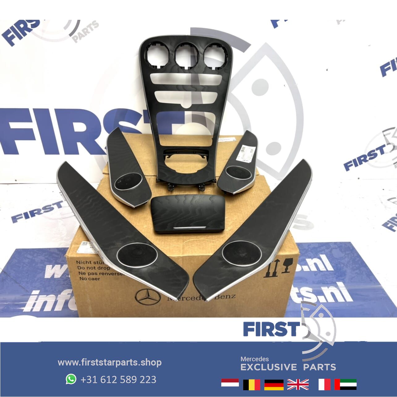 W205 AMG MIDDENCONSOLE + INTERIEUR LIJSTEN SET zwart ESSEN HOUT Mercedes C Clase 2018 PRE-FACELIFT DASHBOARD + DEURLIJSTEN interior frames set usado en Menorca