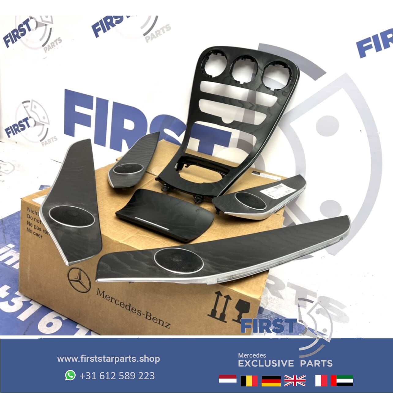 W205 C43 C63 C63S AMG MIDDEN CONSOLE + DEURLIJSTEN SET zwart ESSEN HOUT Mercedes C Clase 2018 PRE-FACELIFT INTERIEUR LIJSTEN interior frames set usado en Menorca