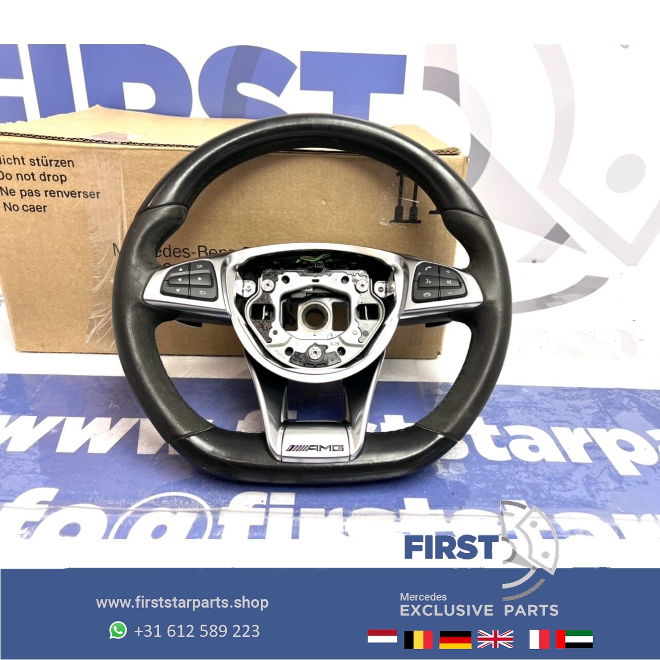 AMG STUUR Mercedes W176 W246 W117 W204 W212 W156 A B C CLA CLS E GLA GLC GLE S Clase originalINEEL ALCANTARA steering wheel usado en Menorca foto 2