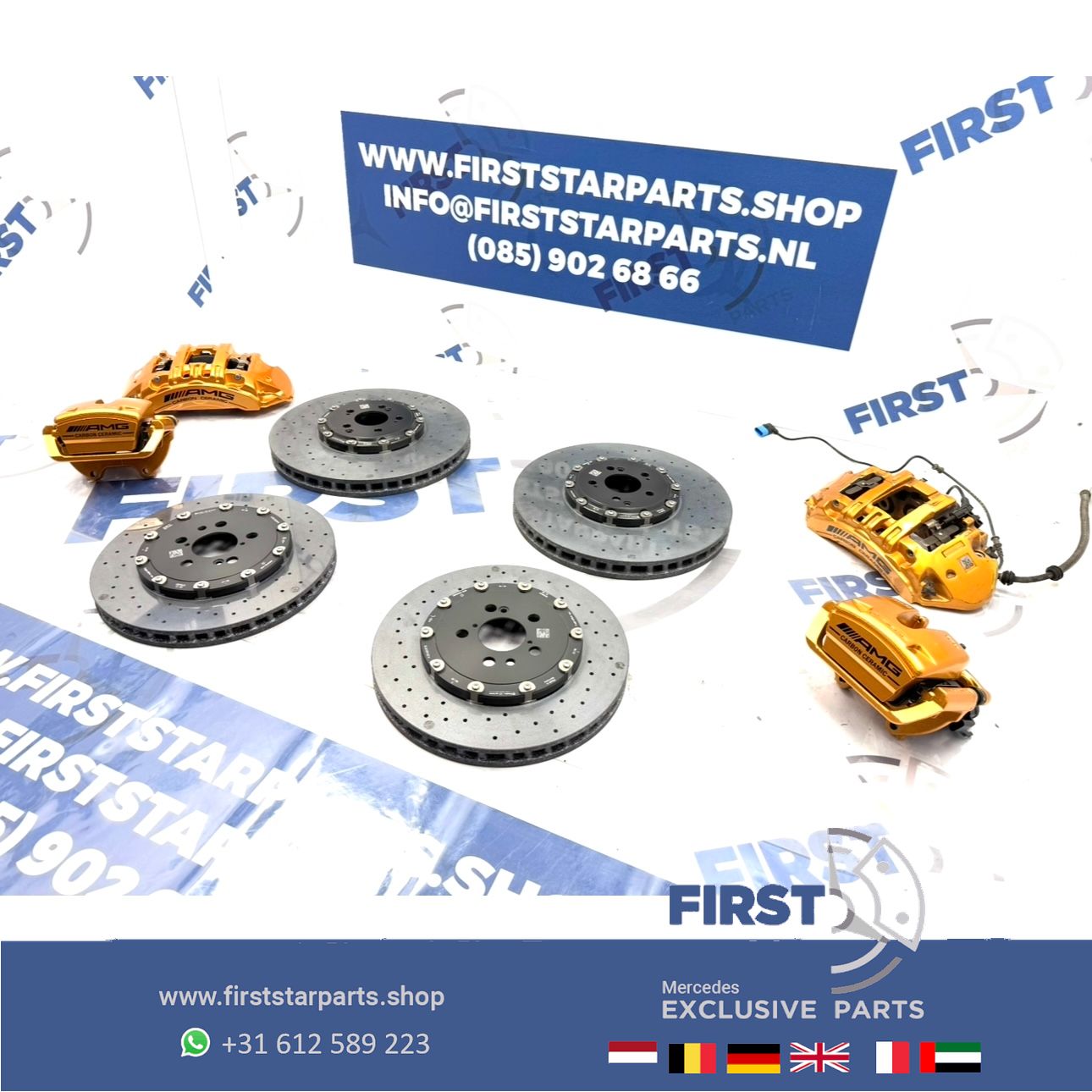 C63 E63 CLS63 GT63 S63 AMG Keramische Rem Set Remklauwen schijven A2314211512 A2314211612 A2314230612 A2314230712 originalINEEL MERCEDES KLAUWEN / SCHIJVEN / BLOKKEN completo brake disk + caliper left and right usado en Menorca foto 2