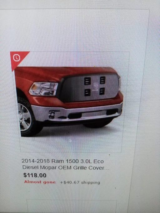 FRONT COVER WINTER GRILLE RAM 1500 3.0 DIESEL TOT 2018 SELDOD V0113