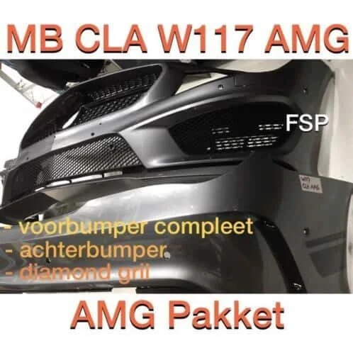 Mercedes CLA W117 AMG Pakket voorbumper + achterbumper grijs