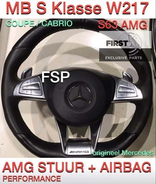 W222 W217 S63 S63 AMG Stuurwiel origineel Mercedes S Klasse 2010-2019 leer F1 XL Flippers stembediening stuurbediening chroom leer