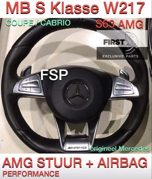 W222 W217 S63 S63 AMG Stuur origineel Mercedes S Klasse 2010-2019 leer F1 XL Flippers stembediening stuurbediening chroom leer