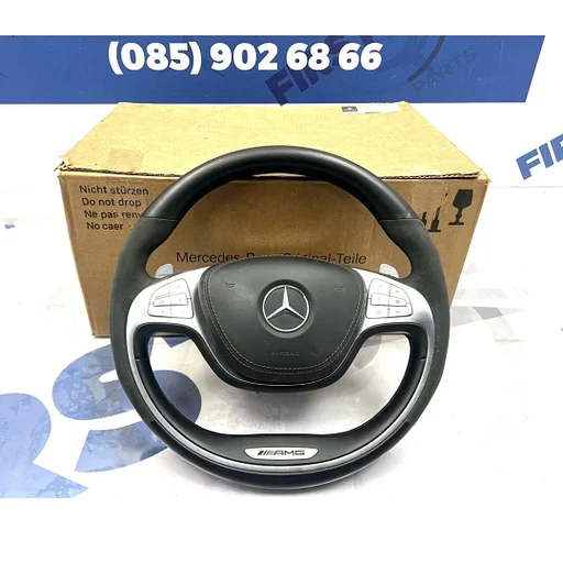 W222 W217 S63 S63 AMG Stuurwiel origineel Mercedes S Klasse 2010-2019 leer F1 XL Flippers stembediening stuurbediening chroom leer