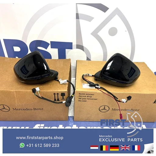 W177 V177 a klasse A35 A45 A45S AMG SPIEGEL SET LINKS + RECHTS ZWART Mercedes A Klasse BUITENSPIEGELS met DODEHOEK 2018-2022 LINKER + RECHTER ZIJSPIEGEL COMPLEET ORIGINEEL MB
