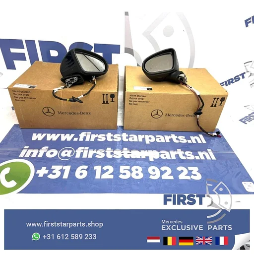 W177 V177 a klasse A35 A45 A45S AMG SPIEGEL SET LINKS + RECHTS ZWART Mercedes A Klasse BUITENSPIEGELS met DODEHOEK 2018-2022 LINKER + RECHTER ZIJSPIEGEL COMPLEET ORIGINEEL MB