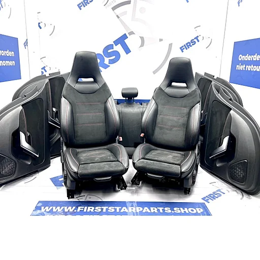 W177 AMG STOELEN ZWART Mercedes A Klasse rode stik STOELEN + ACHTERBANK + DEURPANELEN 2018-2024 origineel MB